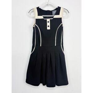 Knitted Dove Anthropologie Black Cream Lace A Line Sleeveless Jersey Mini Dress